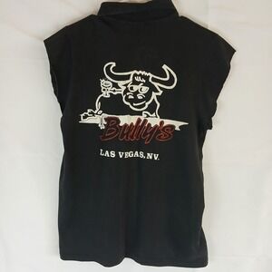 Vintage Stedman Bullys Las Vegas NV Sleeveless Polo Shirt Black Mens Small USA